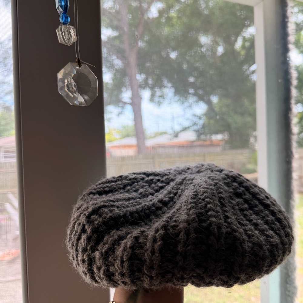 Coach Charcoal Gray Knit Beret